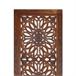 Set of 2 Hand Carved Mango Wood Wall Panels-Burnt Brown Medallion Design