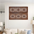 Set of 2 Hand Carved Mango Wood Wall Panels-Burnt Brown Medallion Design