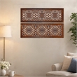 Set of 2 Hand Carved Mango Wood Wall Panels-Burnt Brown Medallion Design