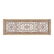 Rectangular Mango Wood Wall Panel Hand Crafted With Intricate Carving- Brown