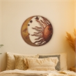 21 Inch Handcrafted Sun and Moon Accent Wall Decor- Round Metal Wall Mount