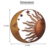 21 Inch Handcrafted Sun and Moon Accent Wall Decor- Round Metal Wall Mount