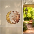21 Inch Handcrafted Sun and Moon Accent Wall Decor- Round Metal Wall Mount