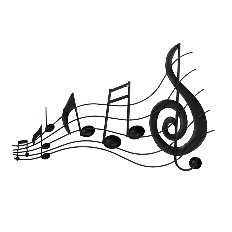 26 Inch Handmade Metal Wall Mount Accent Decor with Musical Notes - Treble Clef
