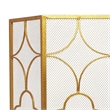 50 Inch 3 Panel Metal Fireplace Screen- Quatrefoil Design- Gold