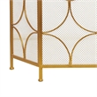50 Inch 3 Panel Metal Fireplace Screen- Quatrefoil Design- Gold