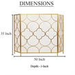 50 Inch 3 Panel Metal Fireplace Screen- Quatrefoil Design- Gold