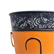21- 16 Inch Metal Umbrella Stands- Black Engraved Artwork- Set of 2- Orange
