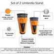 21- 16 Inch Metal Umbrella Stands- Black Engraved Artwork- Set of 2- Orange