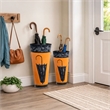 21- 16 Inch Metal Umbrella Stands- Black Engraved Artwork- Set of 2- Orange