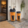 21- 16 Inch Metal Umbrella Stands- Black Engraved Artwork- Set of 2- Orange