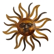 35 Inch Round Wall Mounted Sun Face Accent Decor- Carved Rustic Gold