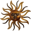 35 Inch Round Wall Mounted Sun Face Accent Decor- Carved Rustic Gold