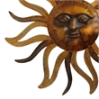 35 Inch Round Wall Mounted Sun Face Accent Decor- Carved Rustic Gold