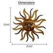 35 Inch Round Wall Mounted Sun Face Accent Decor- Carved Rustic Gold
