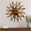 35 Inch Round Wall Mounted Sun Face Accent Decor- Carved Rustic Gold