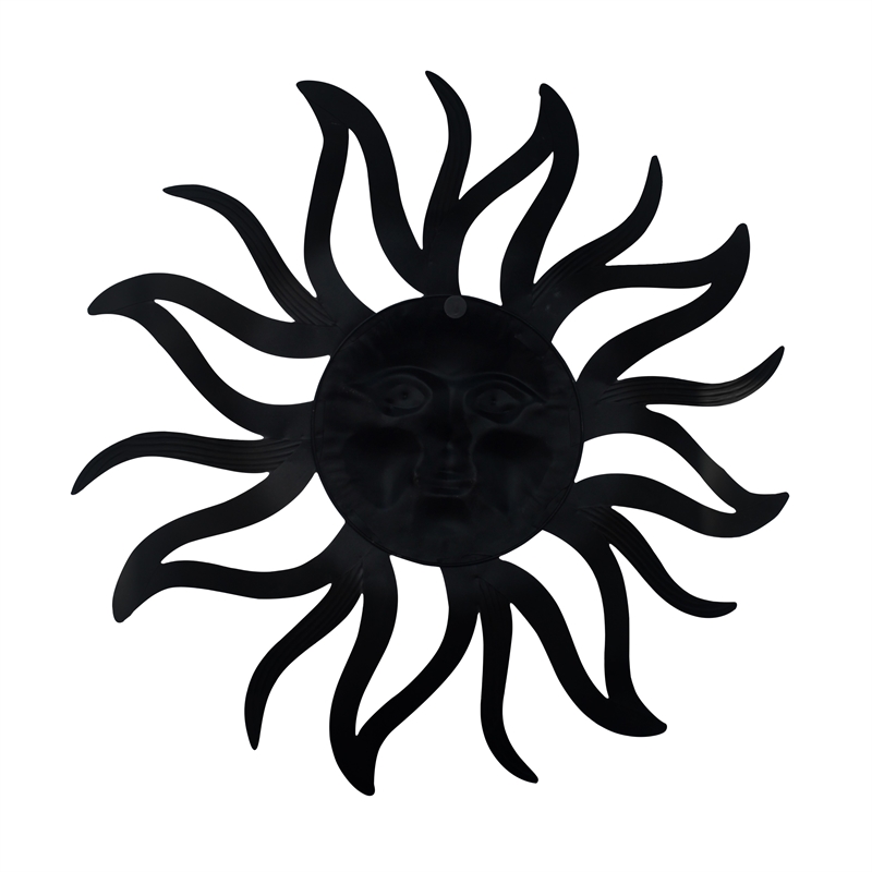 35 Inch Round Wall Mounted Sun Face Accent Decor- Carved Rustic Gold