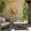 35 Inch Round Wall Mounted Sun Face Accent Decor- Carved Rustic Gold