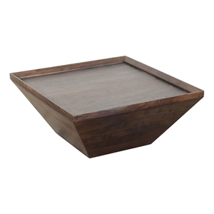 36 Inch Square Shape Acacia Wood Coffee Table with Trapezoid Base- Brown