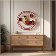 22 Inch Round Metal Wall Decor With Vase- Multicolor