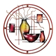 22 Inch Round Metal Wall Decor With Vase- Multicolor