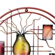 22 Inch Round Metal Wall Decor With Vase- Multicolor