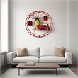 22 Inch Round Metal Wall Decor With Vase- Multicolor