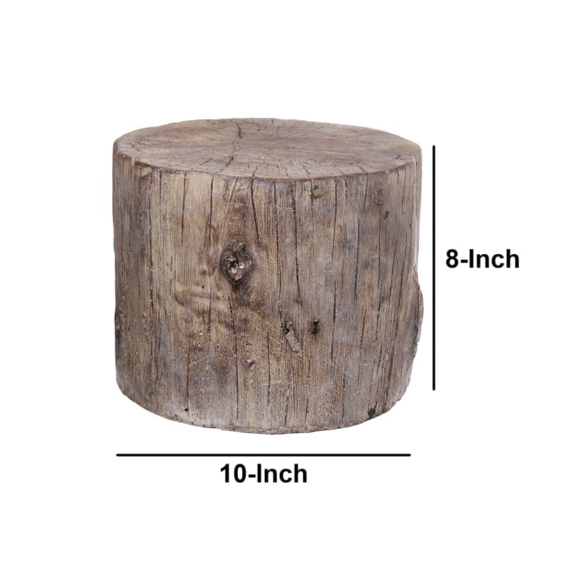 Antique Round Tree Stump Cement Stool-  Brown