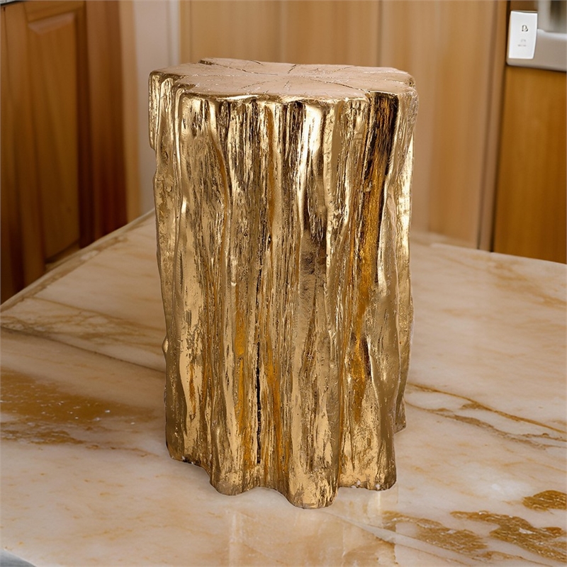 Well Designed Nature Inspired Tree Trunk Stool- Gold