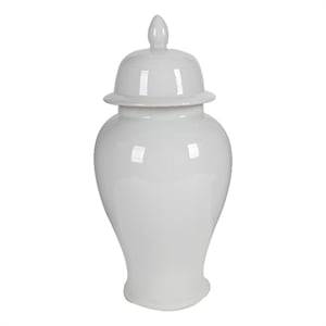 Kipp Decorative Porcelain Ginger Jar with Lidded Top- Large- White