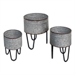 Galvanized Sheet Planter Tubs- Iron Powder Coated Hairpin Legs- Set of 3- Gray