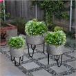 Galvanized Sheet Planter Tubs- Iron Powder Coated Hairpin Legs- Set of 3- Gray