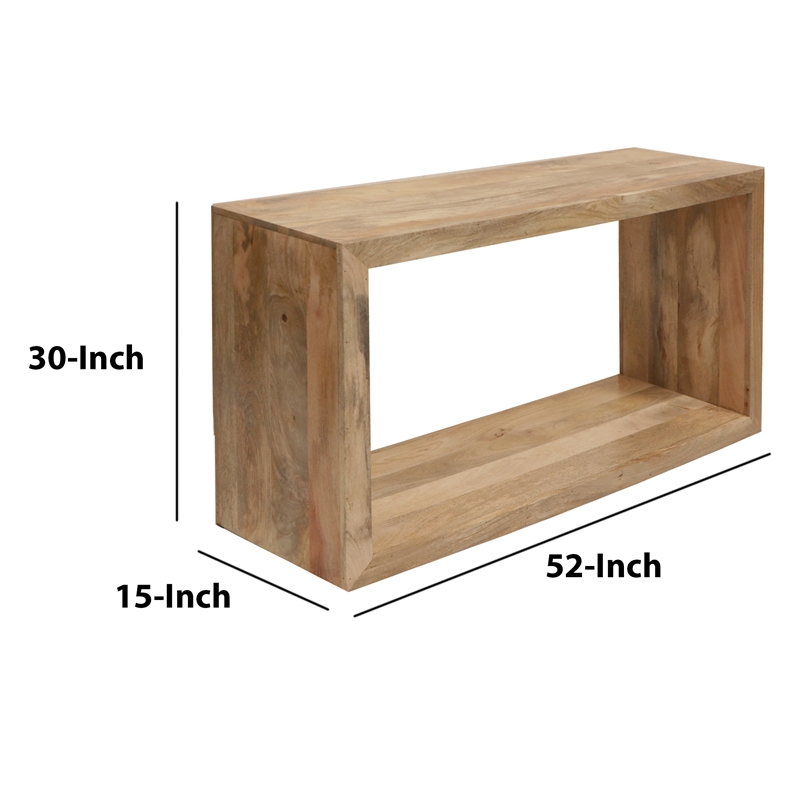 Keli 52 Inch Mango Wood Sideboard Console Table- Open Cube- 1 Shelf- Brown