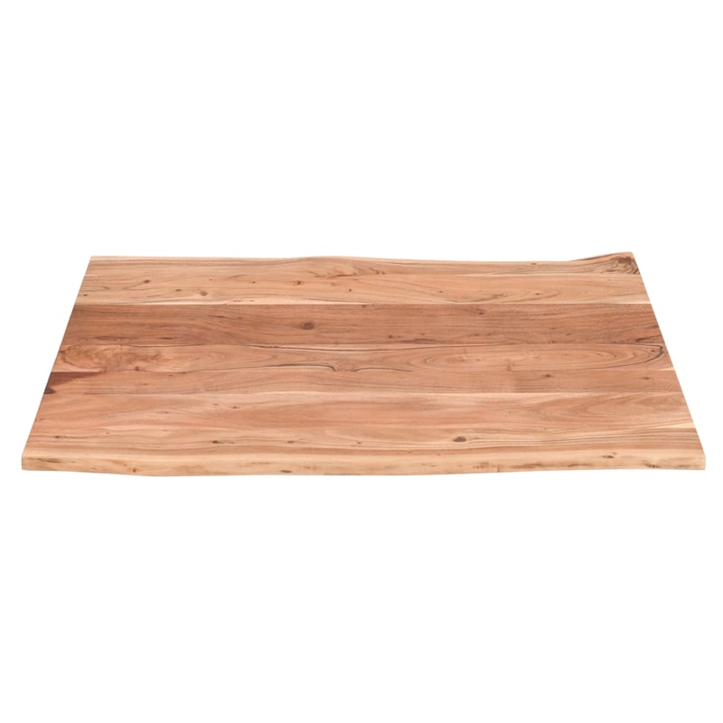 45 Inch Acacia Rectangular Coffee Table-Live Edge -Powder Coated Metal Base