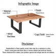45 Inch Acacia Rectangular Coffee Table-Live Edge -Powder Coated Metal Base