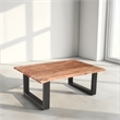 45 Inch Acacia Rectangular Coffee Table-Live Edge -Powder Coated Metal Base