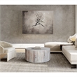 36 Inch Coffee Table- Handcrafted Drum Shape- Washed White Mango Wood