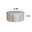36 Inch Coffee Table- Handcrafted Drum Shape- Washed White Mango Wood