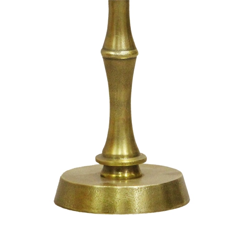 26 Inch Side End Drink Table- Turned Pedestal Metal Base- Round Top- Brass
