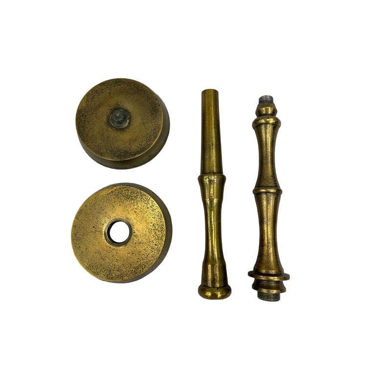 26 Inch Side End Drink Table- Turned Pedestal Metal Base- Round Top- Brass