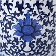 11 Inch Garden Stool- Ceramic Drum Shape- Blue- White Floral Pattern