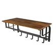 26 Inch Industrial Metal Frame Wall Mount Coat Rack- 5 Hooks- 1 Shelf- Brown