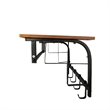 26 Inch Industrial Metal Frame Wall Mount Coat Rack- 5 Hooks- 1 Shelf- Brown