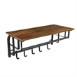 26 Inch Industrial Metal Frame Wall Mount Coat Rack- 5 Hooks- 1 Shelf- Brown