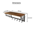 26 Inch Industrial Metal Frame Wall Mount Coat Rack- 5 Hooks- 1 Shelf- Brown
