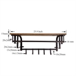 26 Inch Industrial Metal Frame Wall Mount Coat Rack- 5 Hooks- 1 Shelf- Brown