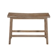 33 Inch Saddle Seat Bench with Angled Frame- Sandblasted Brown Acacia Wood