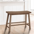 33 Inch Saddle Seat Bench with Angled Frame- Sandblasted Brown Acacia Wood