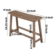 33 Inch Saddle Seat Bench with Angled Frame- Sandblasted Brown Acacia Wood