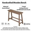 33 Inch Saddle Seat Bench with Angled Frame- Sandblasted Brown Acacia Wood